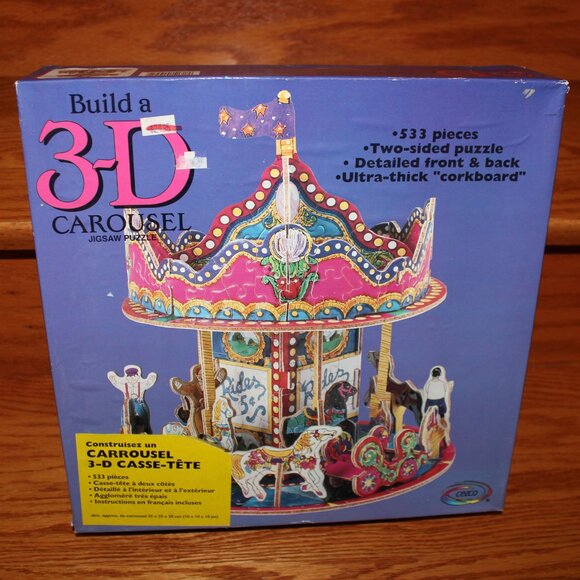 3/$77❤️sealed vintage 1994 Ceaco 3D Puzzle Carousel Horses Two-sided Corkboard - Picture 2 of 6
